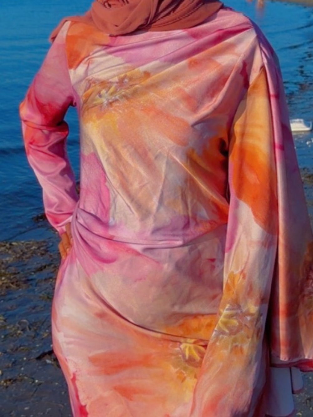 ASOS Pink and Orange Floral Maxi Dress